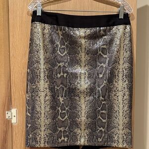 The Limited Chocolate Brown and Cream Patterned Pencil Skirt